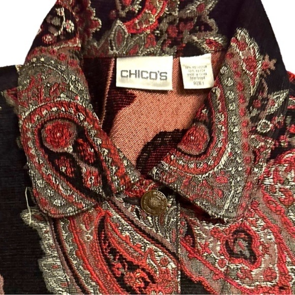 Chico's Multicolor Floral Paisley Tapestry Jacket Button Up Womens Sz 1 (M/8) - Picture 7 of 15